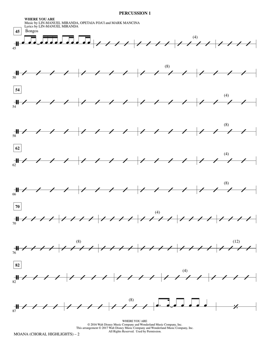 Moana - Percussion 1 Choir scores gallery preview page 2