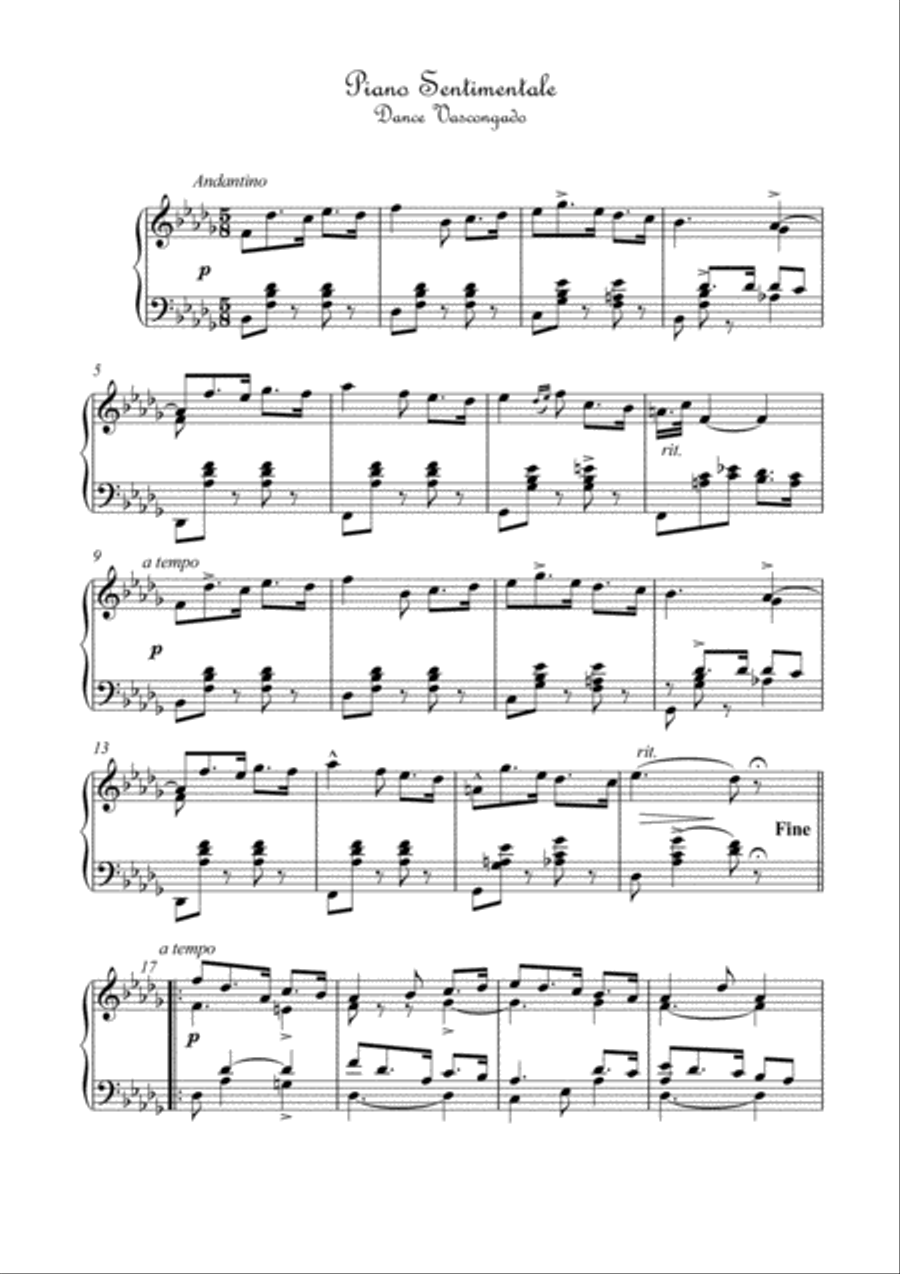 Masterpieces for solo Piano Sentimental Piano Solo scores gallery preview page 2