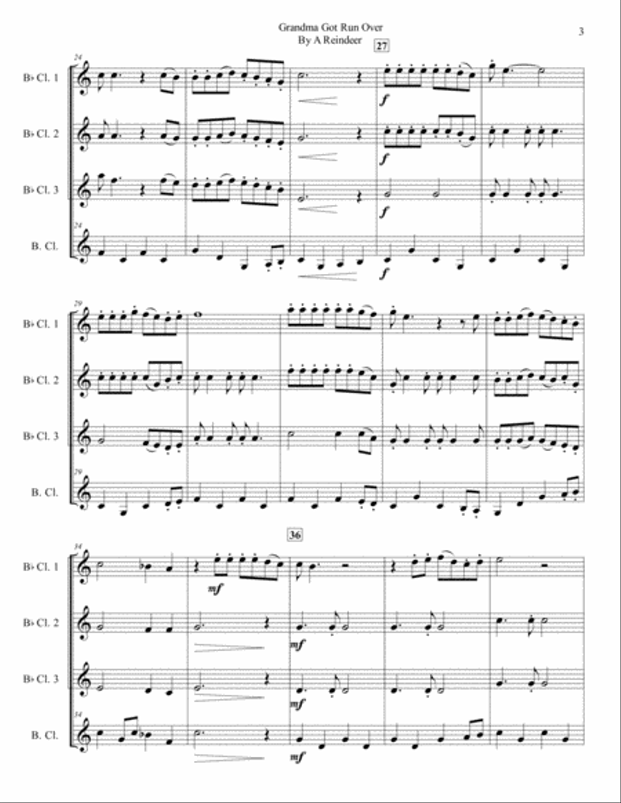 Grandma Got Run Over By A Reindeer Woodwind Quartet scores gallery preview page 4