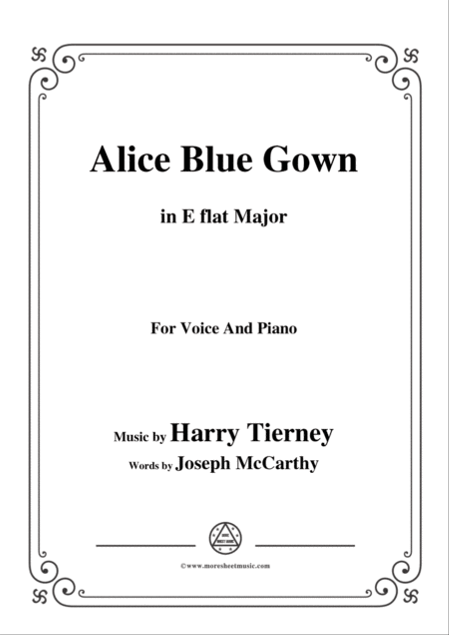 Harry Tierney-Alice Blue Gown,in E flat Major,for Voice and Piano Voice Solo scores gallery preview page 1