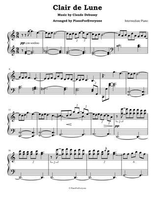 Book cover for Clair de Lune - Debussy (Intermediate Piano)