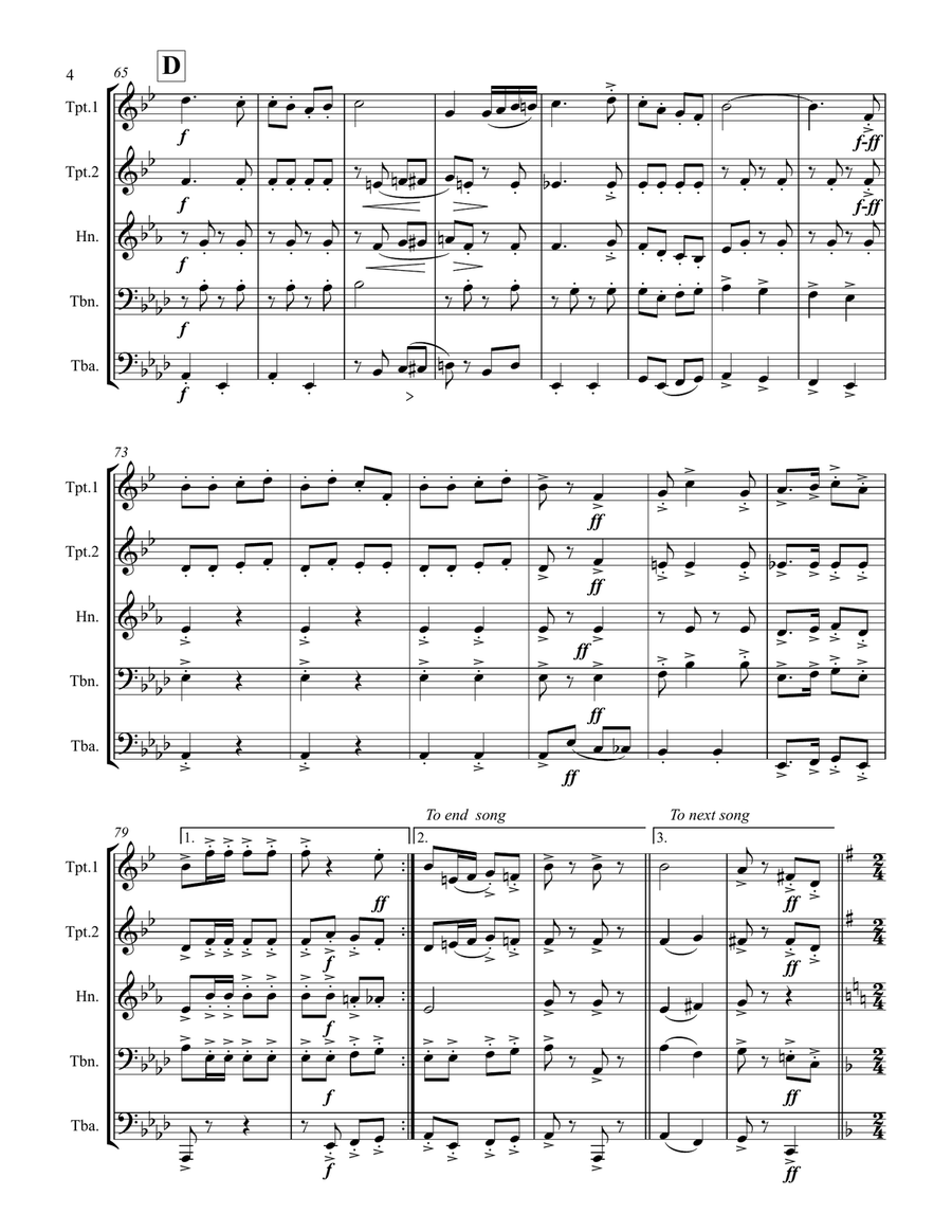 A Patriotic Medley by George M. Cohan (for Brass Quintet) Brass Quintet scores gallery preview page 5