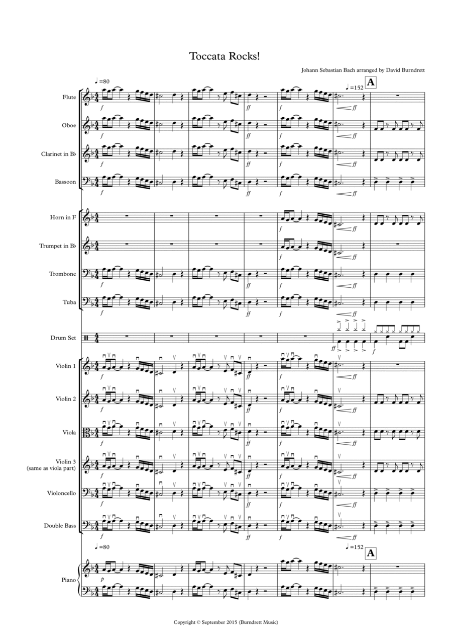 Toccata by Bach Rocks! for School Orchestra Full Orchestra scores gallery preview page 1