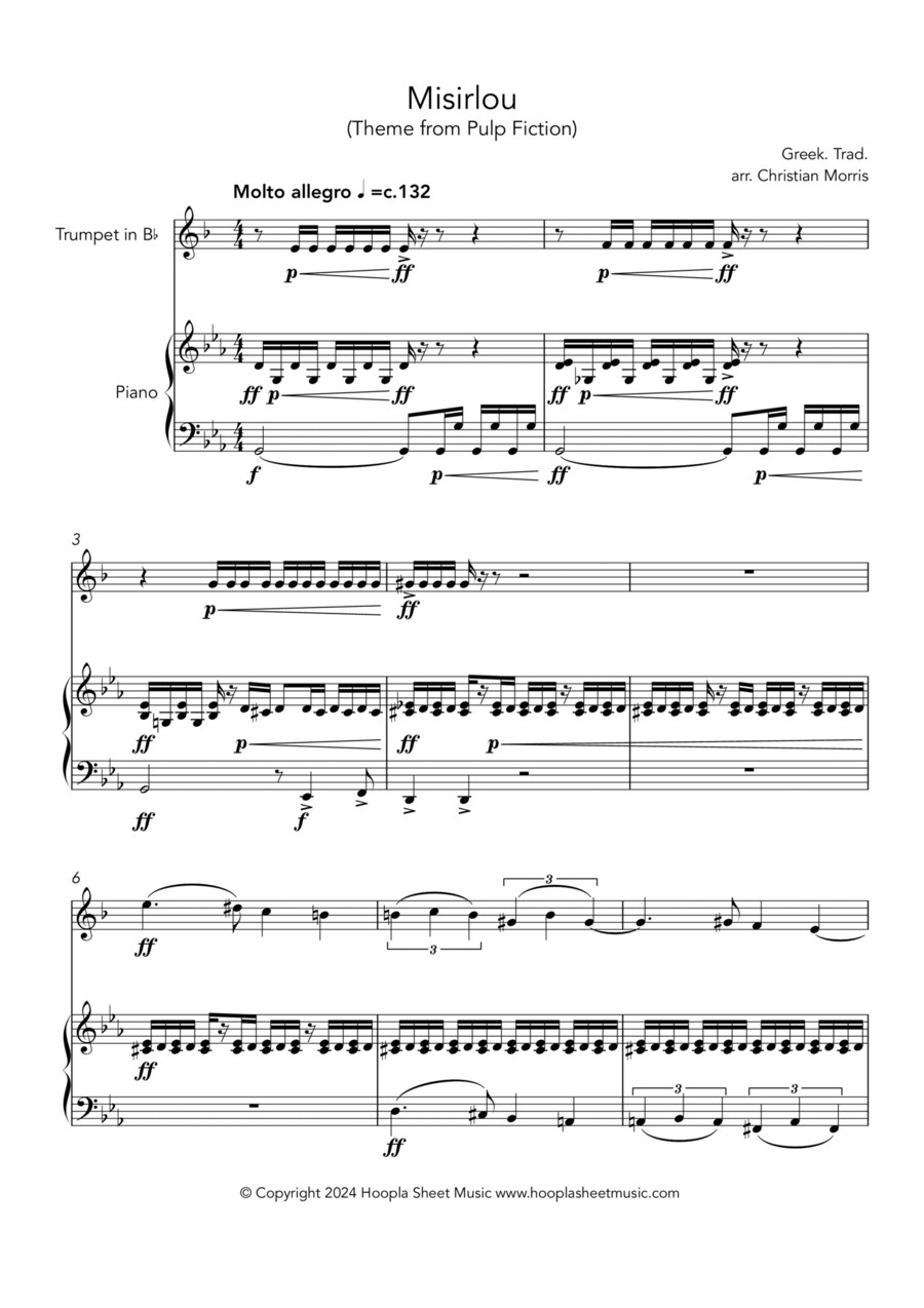 Misirlou ('Pulp Fiction' Title Theme) Trumpet Solo scores gallery preview page 1