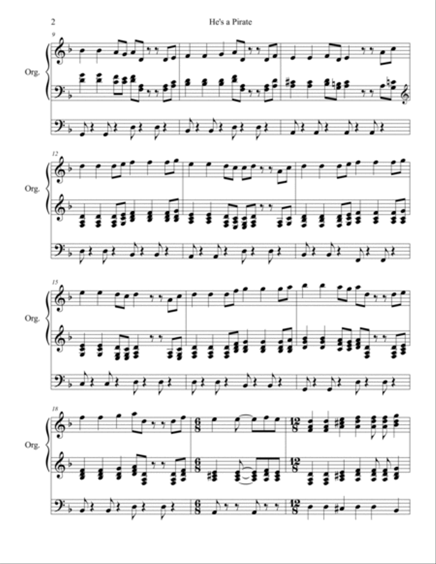 He's A Pirate Organ Solo scores gallery preview page 2