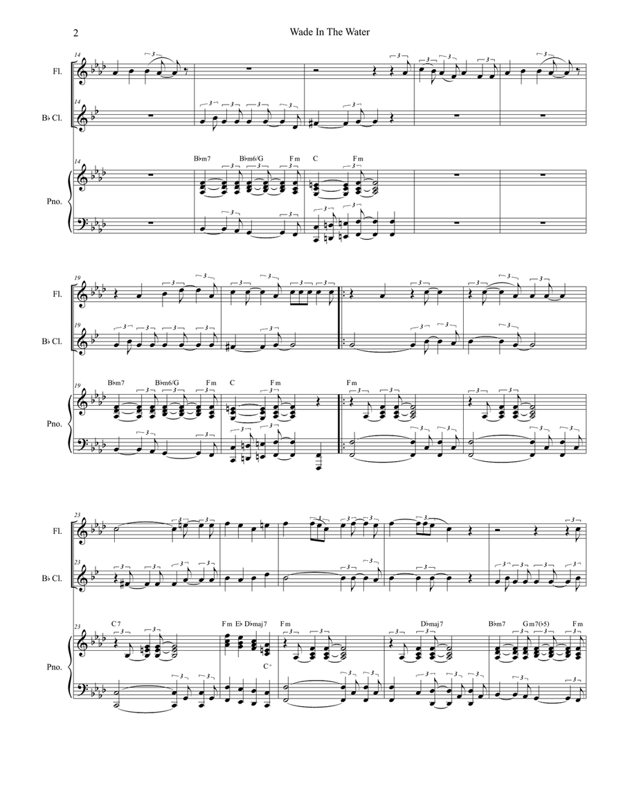Wade In The Water (Duet for Flute and Bb-Clarinet) Woodwind Duet scores gallery preview page 2