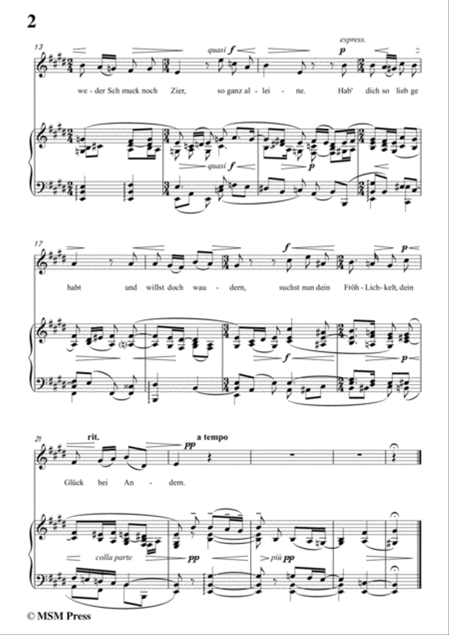 Reger-Volkslied in E Major,for Voice and Piano Voice Solo scores gallery preview page 4