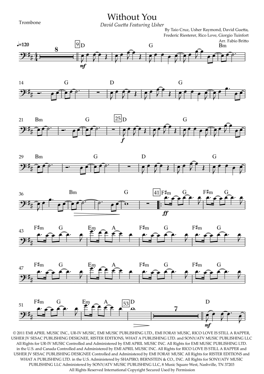 Without You Trombone Solo scores gallery preview page 1
