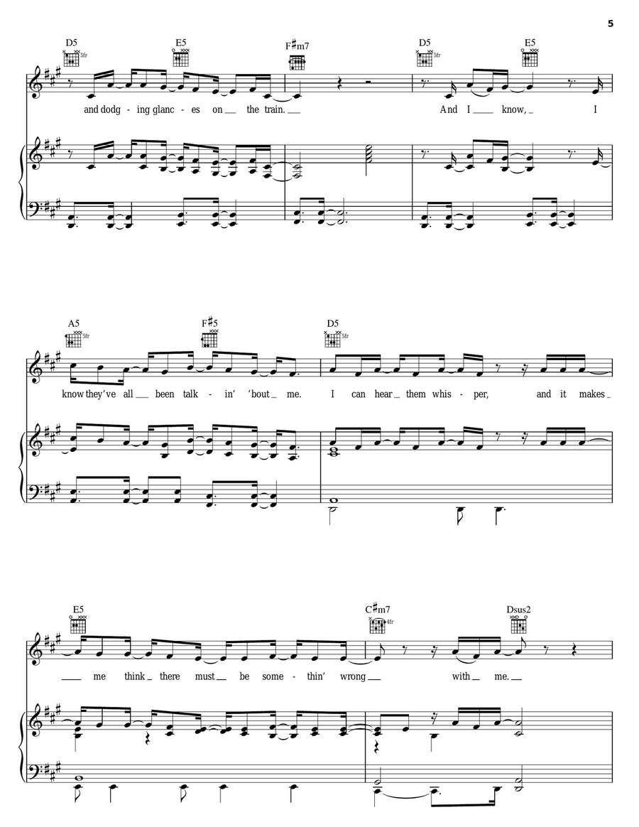 Unwell Piano, Vocal, Guitar scores gallery preview page 5