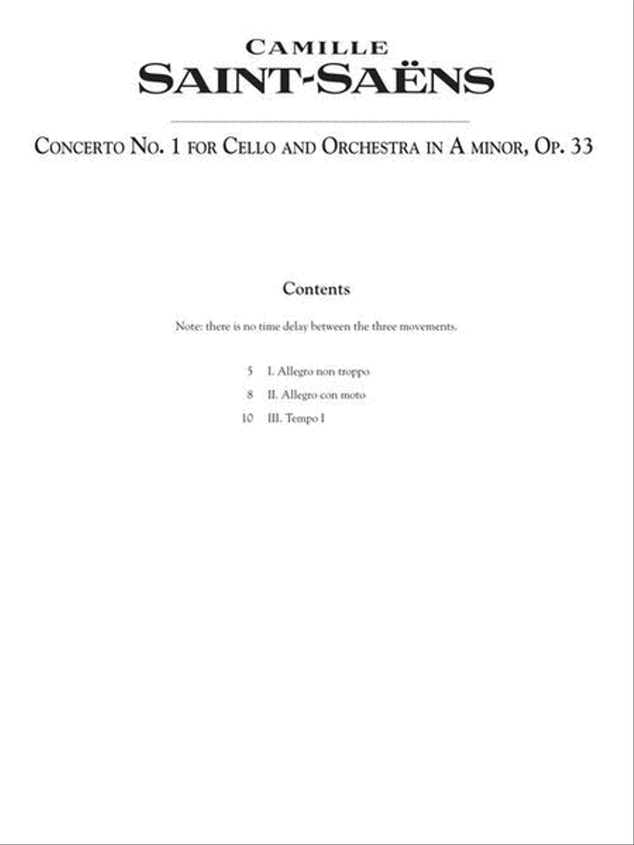 Saint-Saëns – Concerto No. 1 for Violoncello and Orchestra in A minor, Op. 33 Cello Solo scores gallery preview page 3
