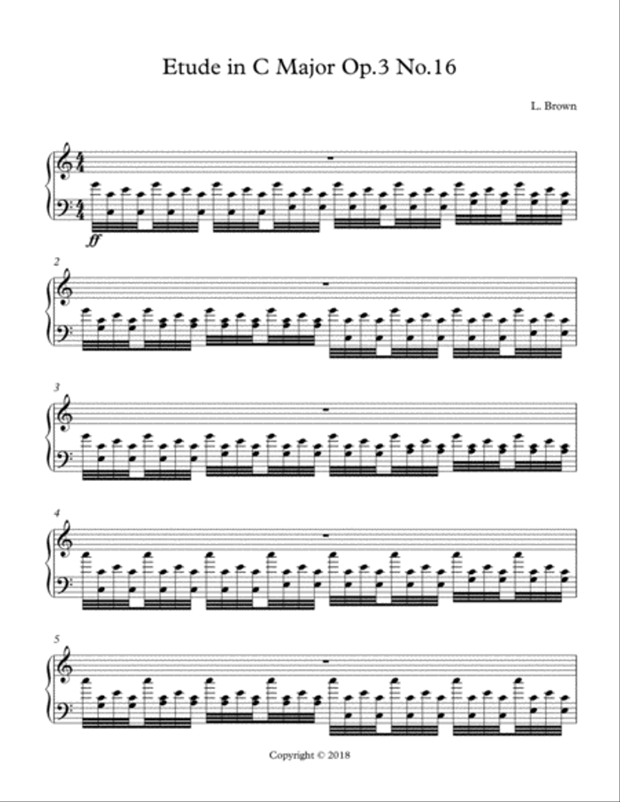 Etude in C Major Op.3 No.16 Piano Method scores gallery preview page 1