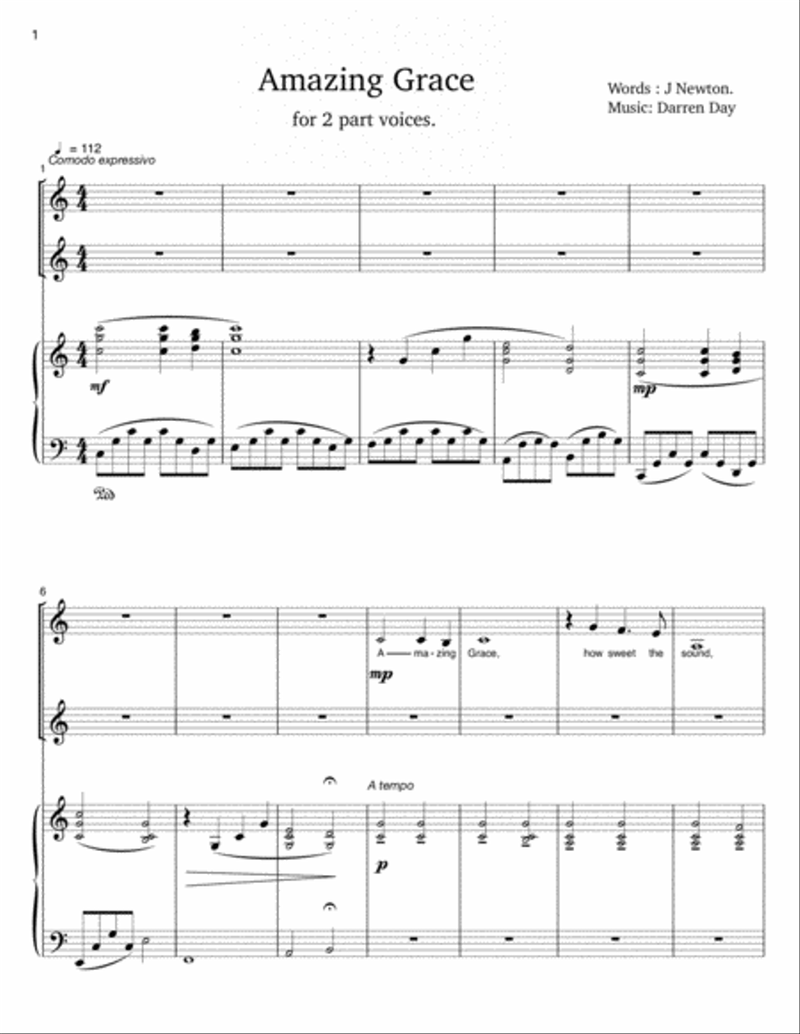 Amazing Grace Piano scores gallery preview page 4