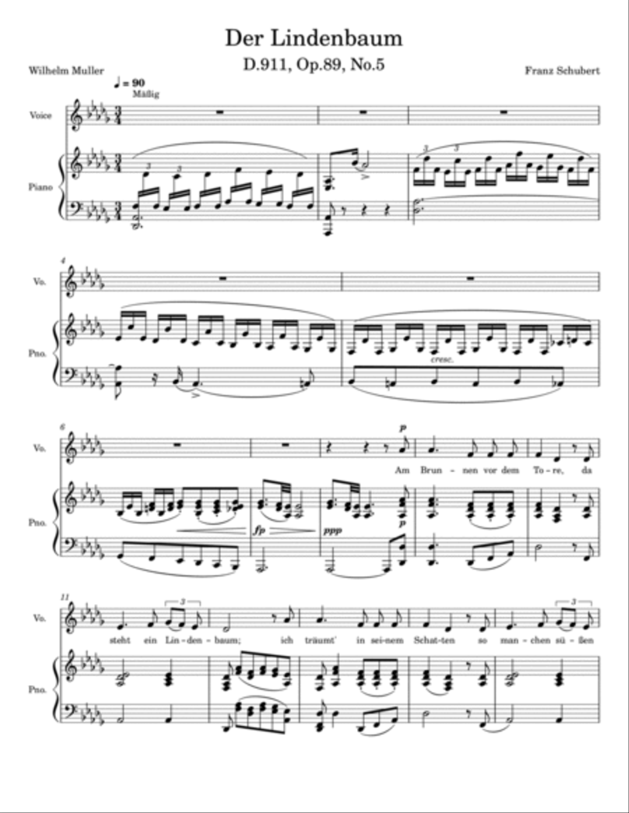 Der Lindenbaum Db Major Low Voice scores gallery preview page 2