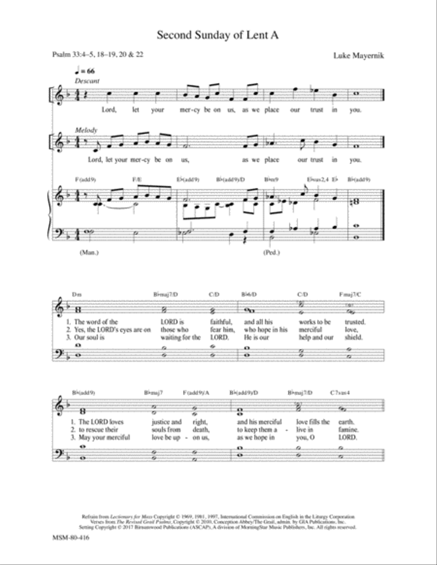 Second Sunday of Lent A 4-Part scores gallery preview page 1