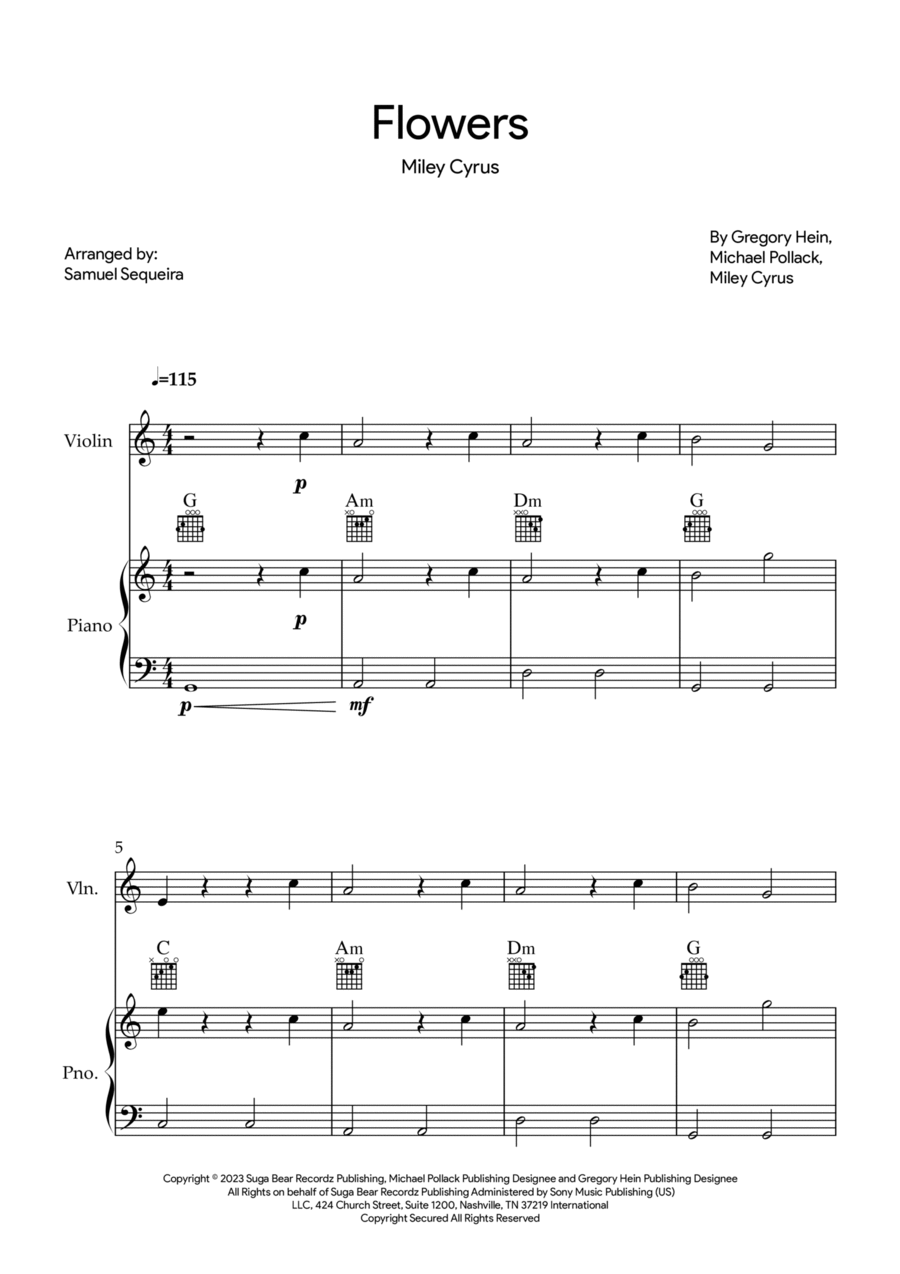 Flowers Violin Solo scores gallery preview page 1