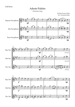 Adeste Fideles (Christmas Song) for Saxophone Trio