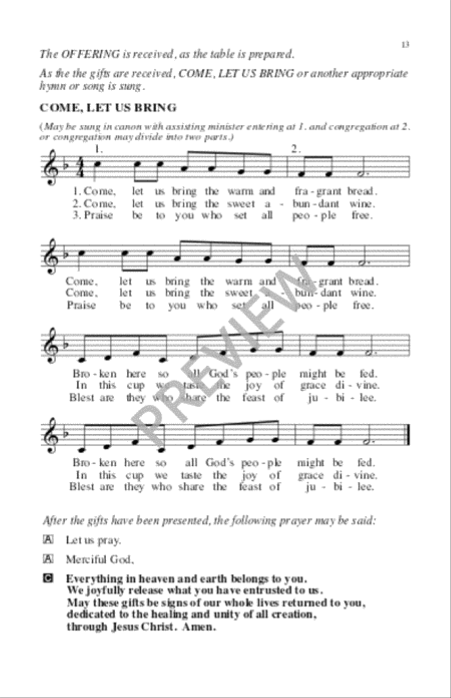 Tree of Life Setting, Holy Communion - Assembly edition Unison Choir scores gallery preview page 14