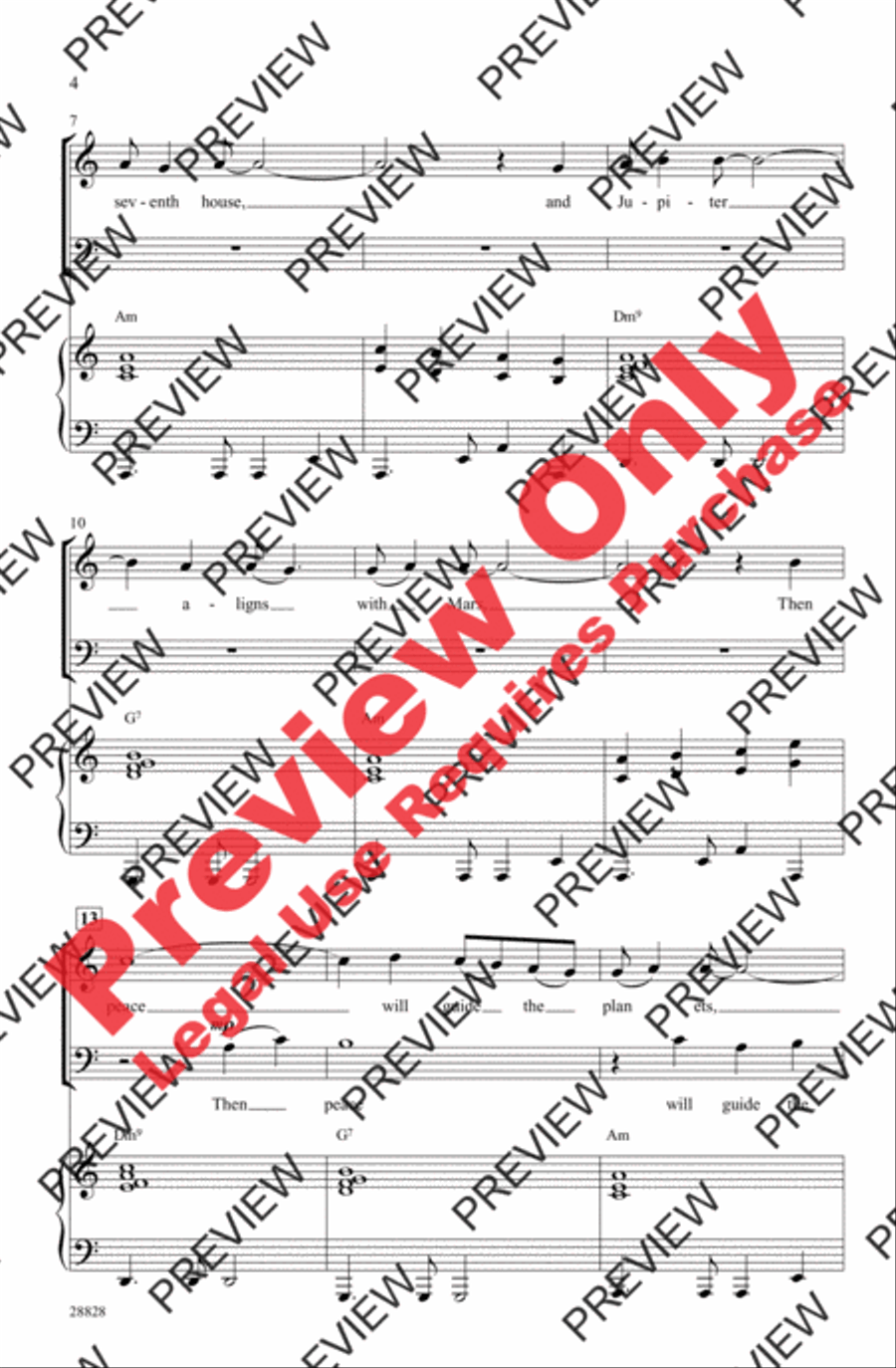 Aquarius / Let the Sunshine In 3-Part scores gallery preview page 3