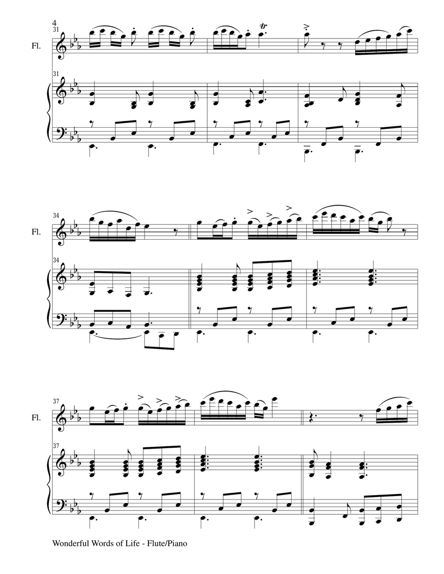 WONDERFUL WORDS OF LIFE (Duet – Flute and Piano/Score and Parts) Woodwind Duet scores gallery preview page 4