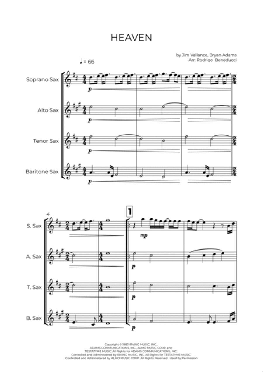 Heaven Saxophone Quartet scores gallery preview page 2