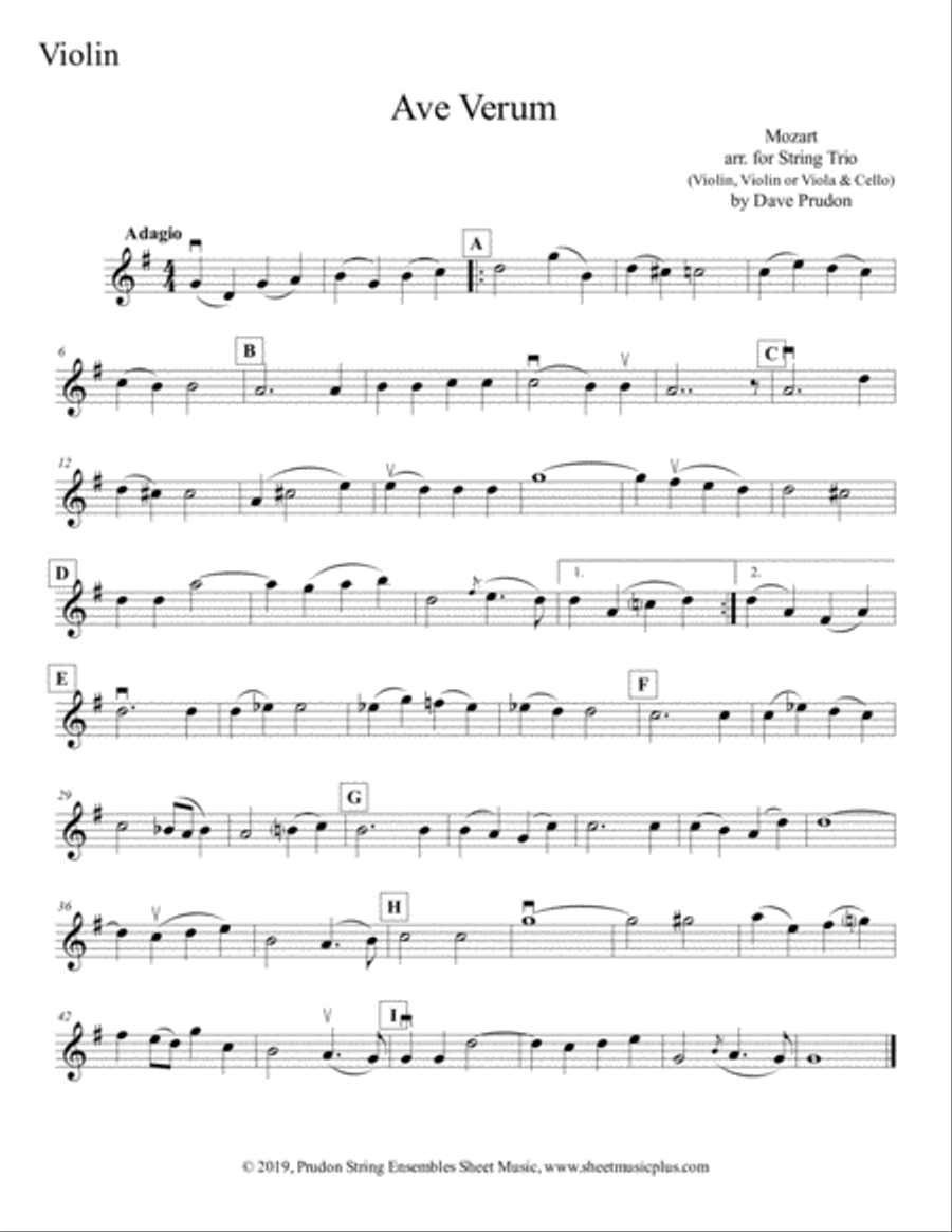 Mozart Ave Verum for String Trio String Trio scores gallery preview page 3