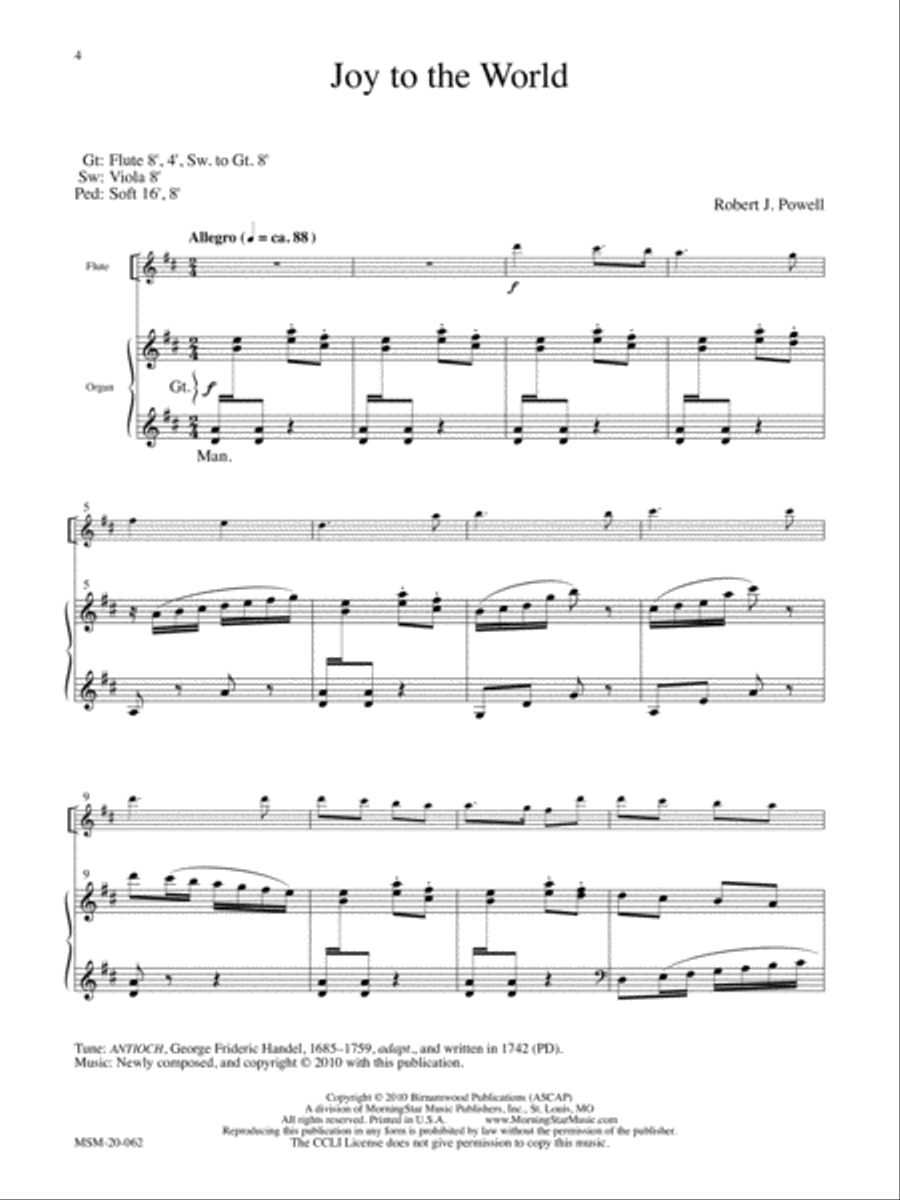 Four Christmas Carols for Flute and Organ Clarinet scores gallery preview page 3