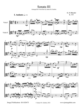 Handel: Sonata No. 3 for Viola Duo