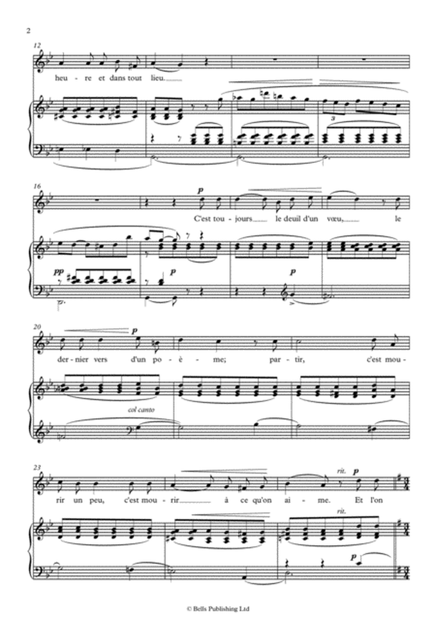 Chanson de l'Adieu (Original key. G minor)