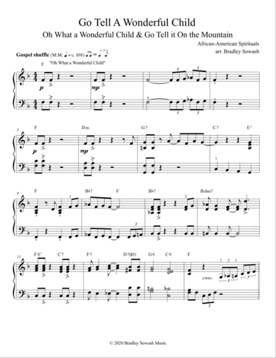 Go Tell A Wonderful Child - solo piano Piano Solo scores gallery preview page 2
