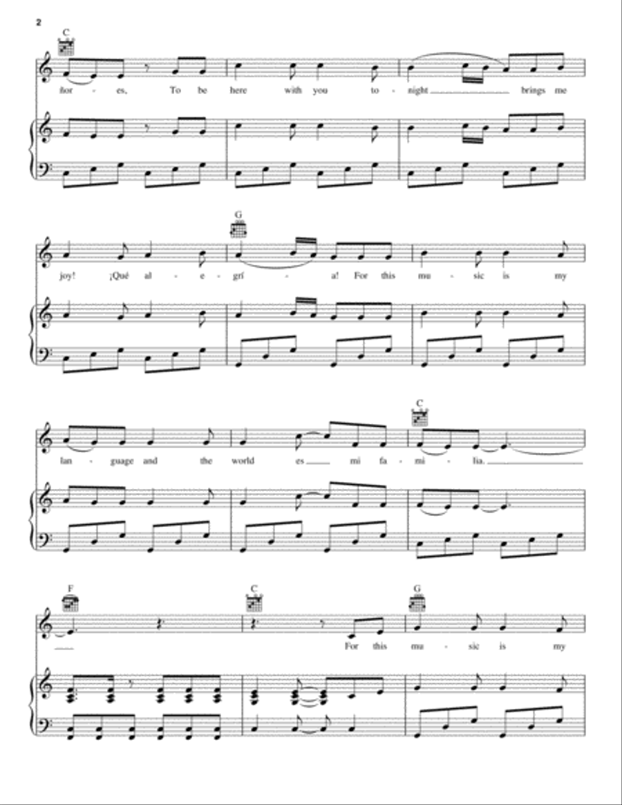 The World Es Mi Familia (from Coco) Piano, Vocal, Guitar scores gallery preview page 2