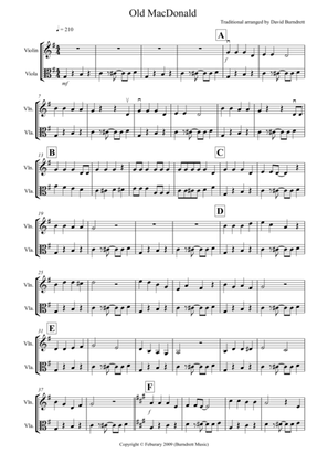 Old MacDonald! for Violin and Viola Duet
