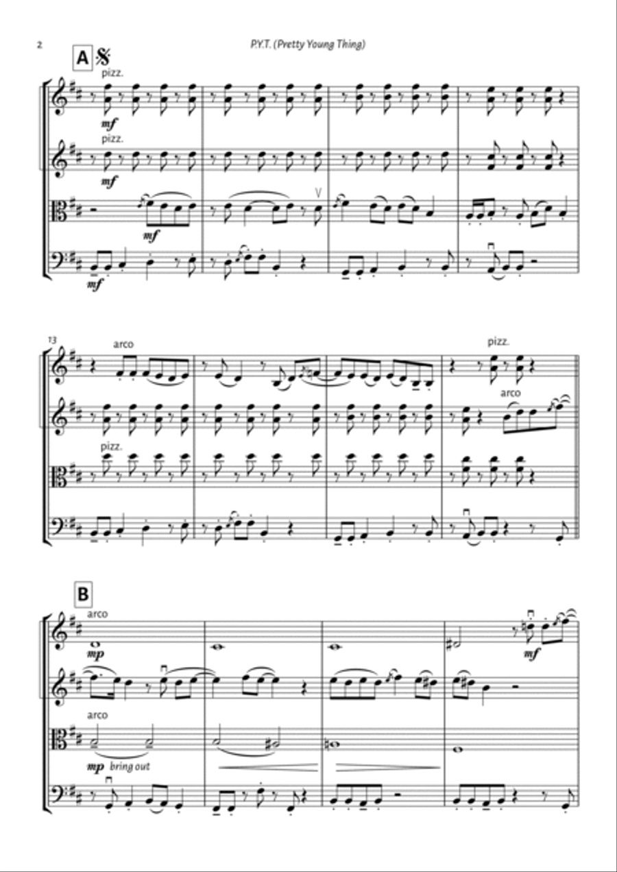 P.y.t. (pretty Young Thing) String Quartet scores gallery preview page 2