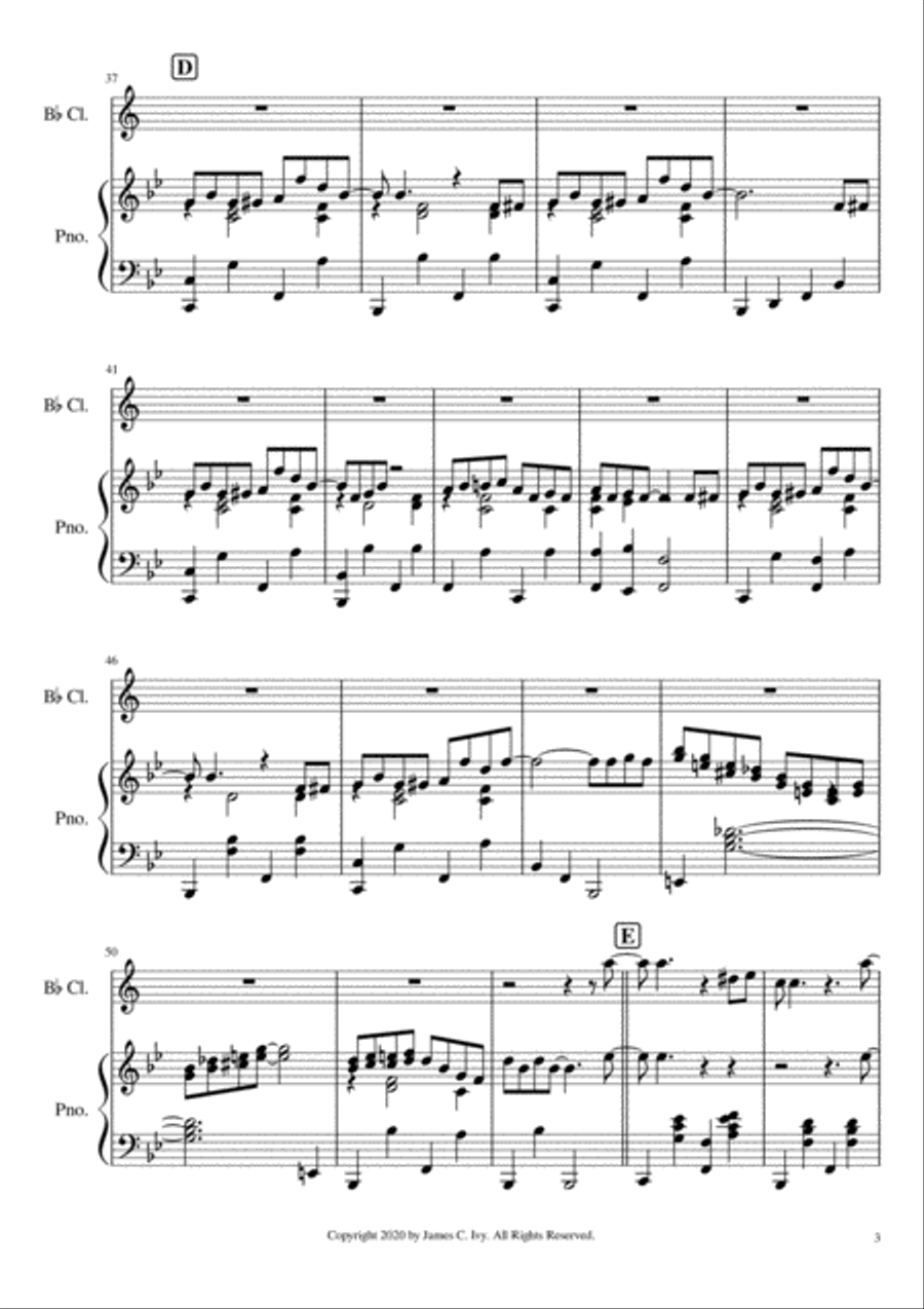 The Sweet Potato Strut for Solo Clarinet with Piano Accompaniment Clarinet Solo scores gallery preview page 4