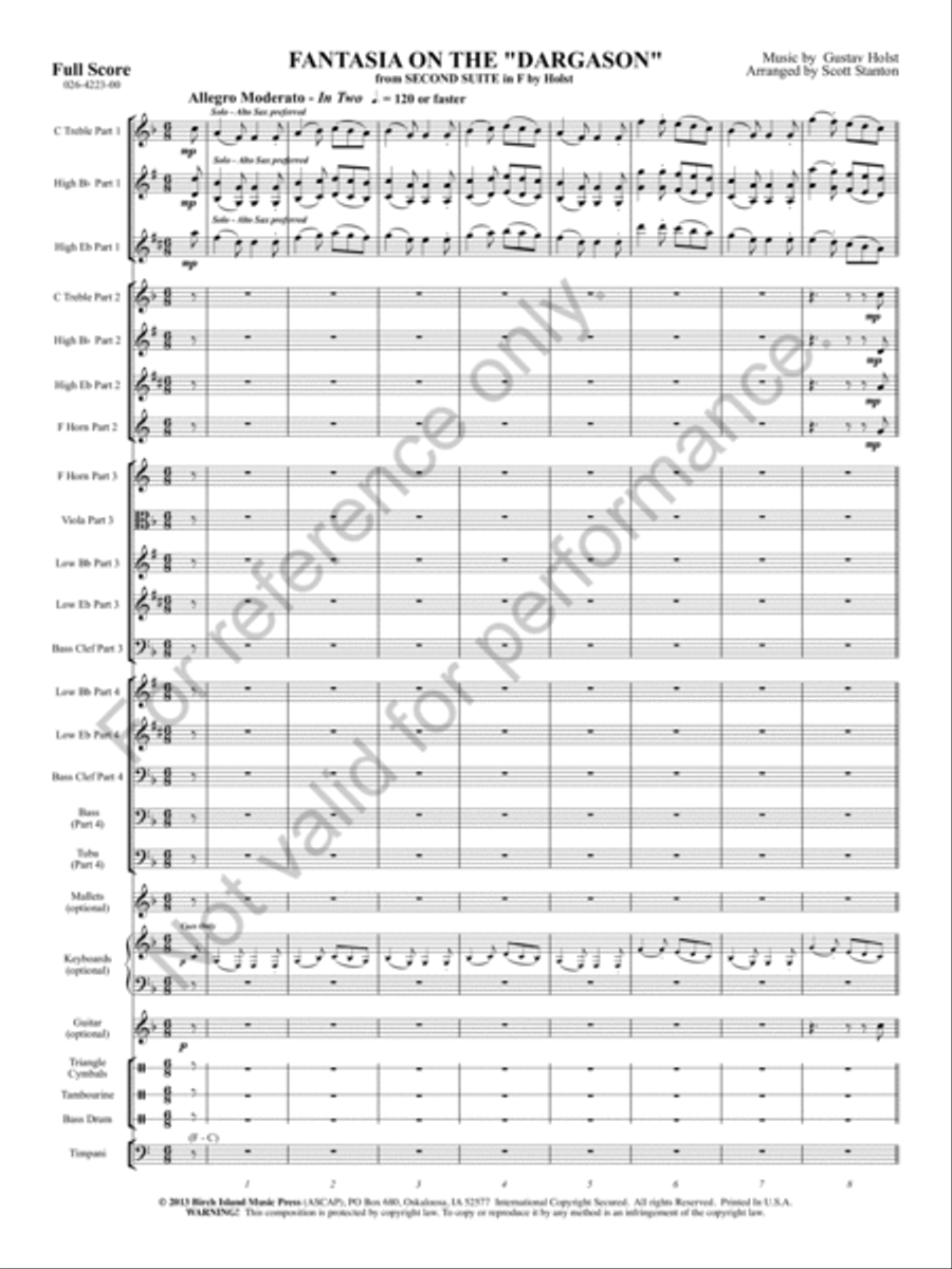 Fantasia on the Dargason (from Second Suite in F, Mvt. IV) Concert Band scores gallery preview page 2