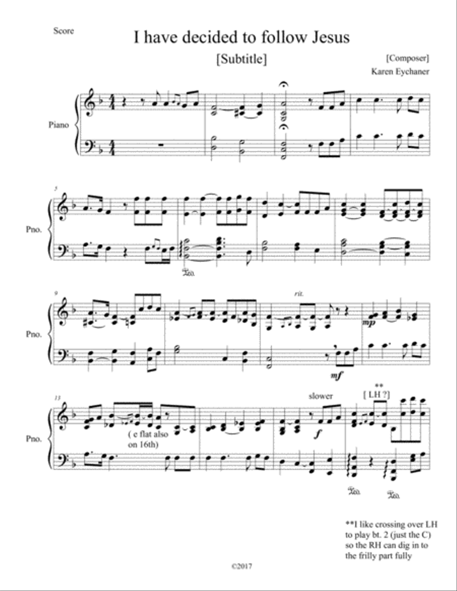 I have decided to follow Jesus Piano Solo scores gallery preview page 1