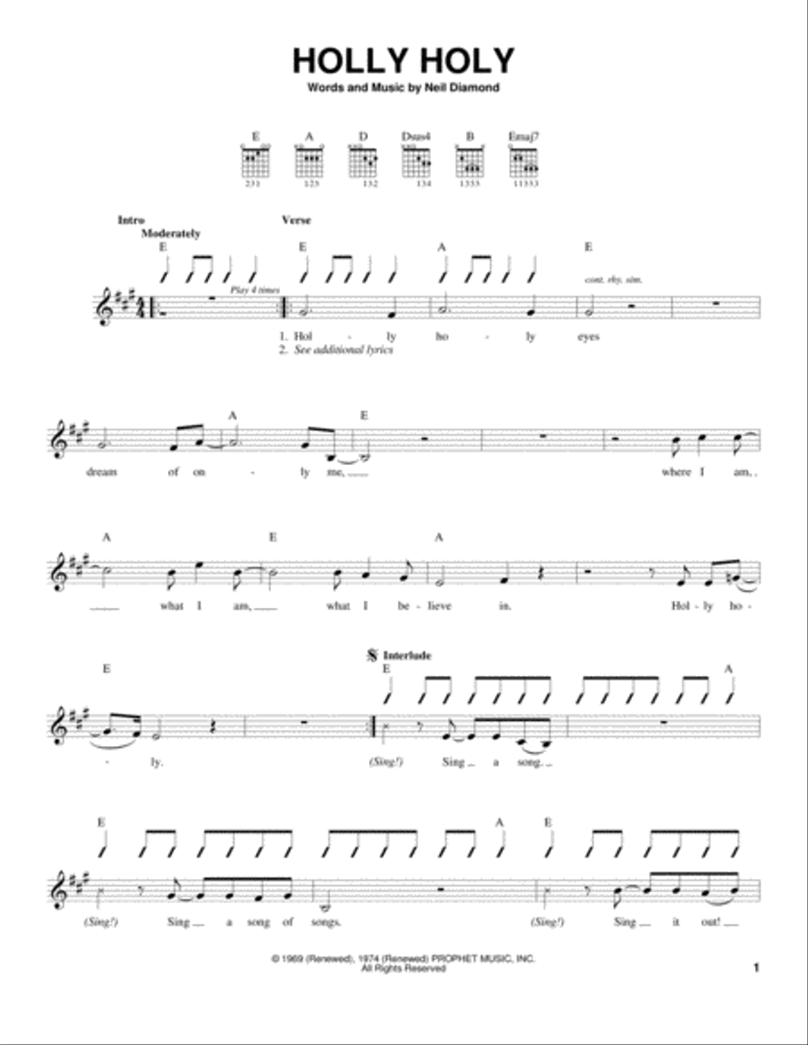 Holly Holy Holly Holy Acoustic Guitar scores gallery preview page 1