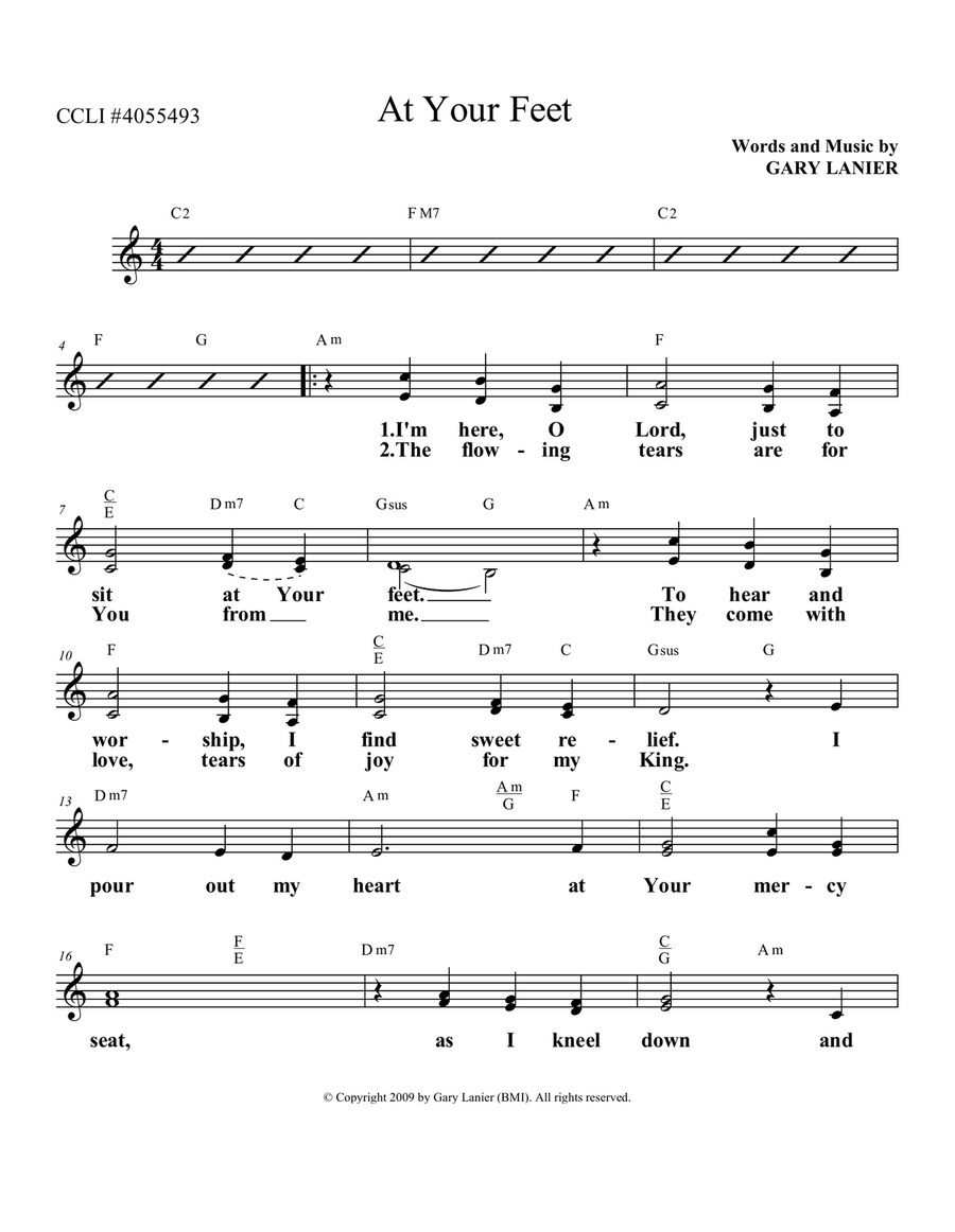 AT YOUR FEET - Lead Sheet for Worship (Includes Melody, Lyrics & Chords) Piano scores gallery preview page 2
