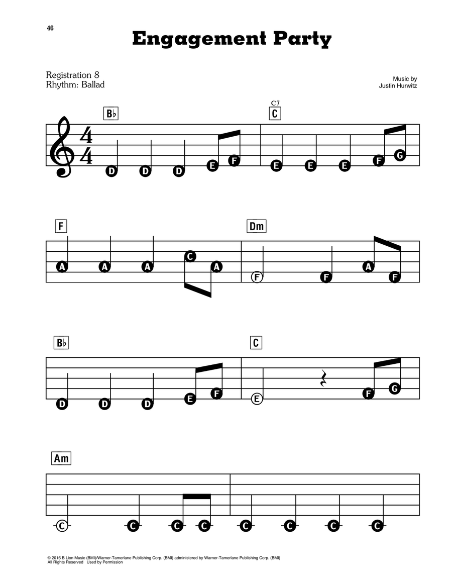 Engagement Party (from La La Land) Electronic Keyboard scores gallery preview page 1