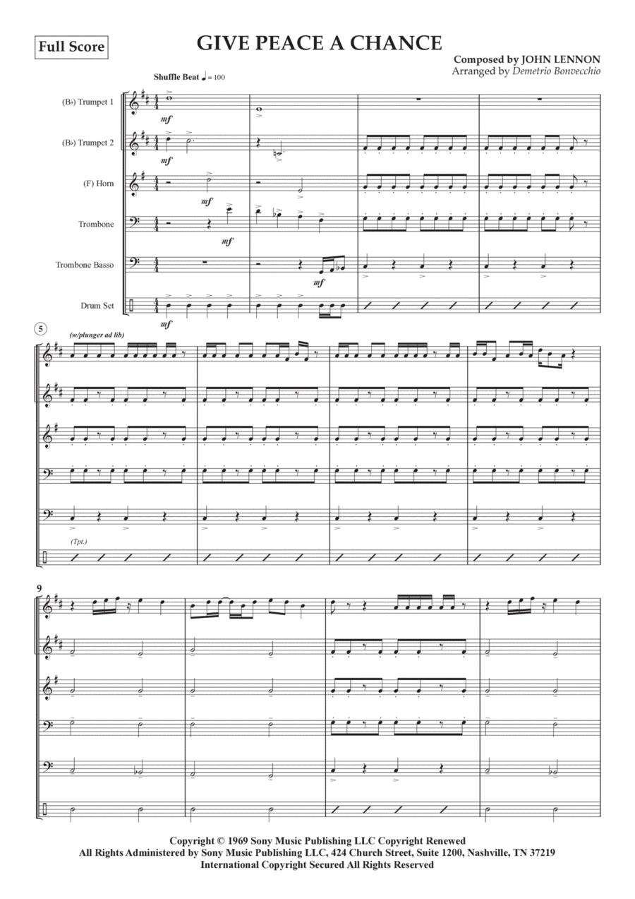 Give Peace A Chance Give Peace A Chance Horn scores gallery preview page 1