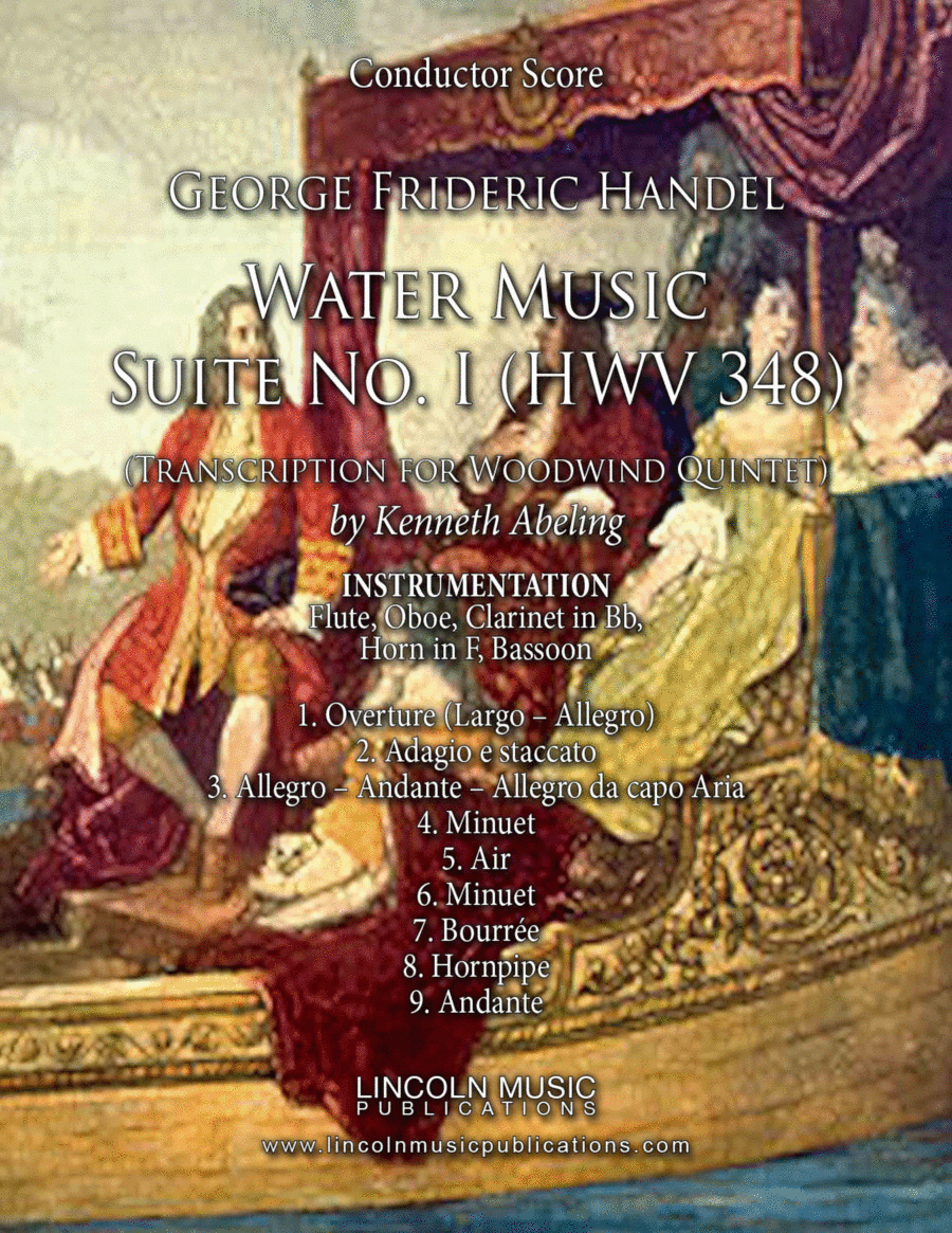 Handel - Water Music Suite No. I Movements 1-9 (for Woodwind Quintet) Woodwind Quintet scores gallery preview page 1