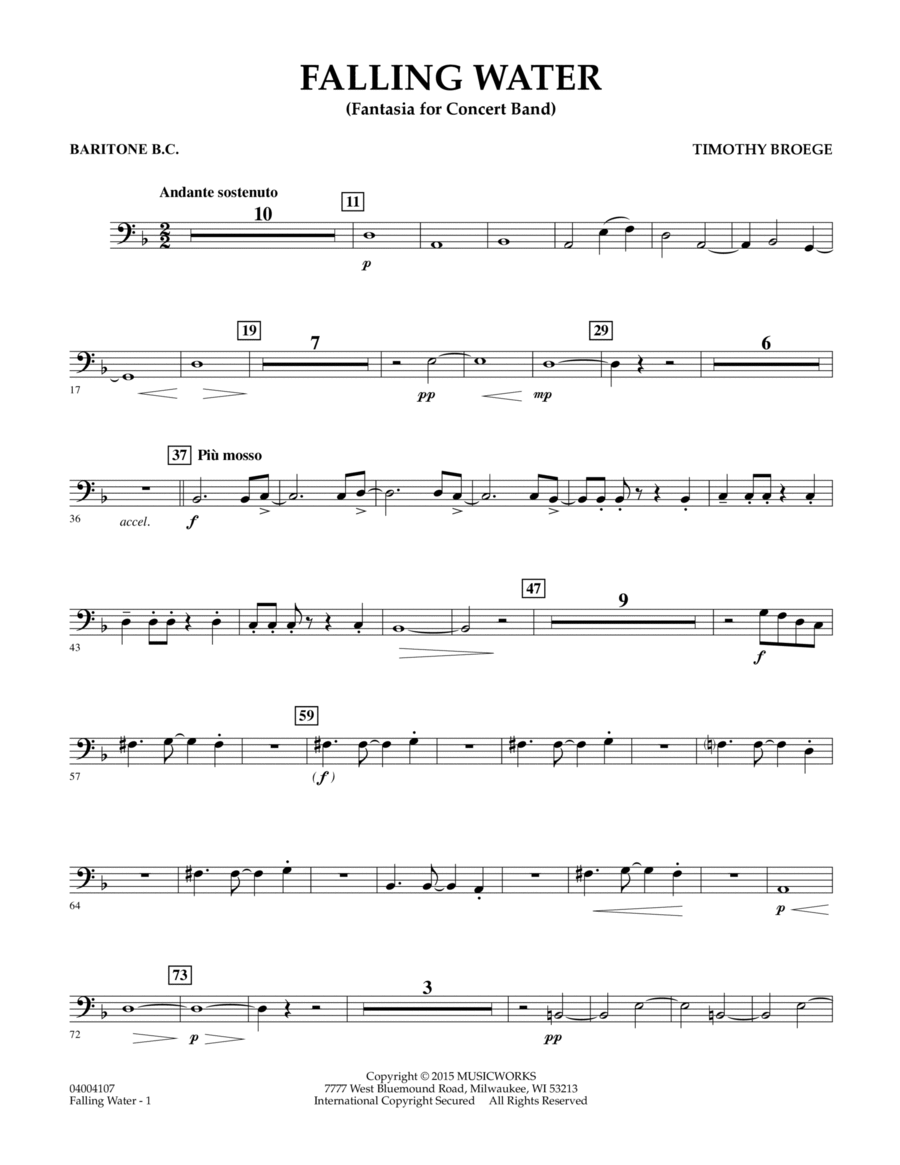 Falling Water - Baritone B.C. Baritone Horn BC scores gallery preview page 1