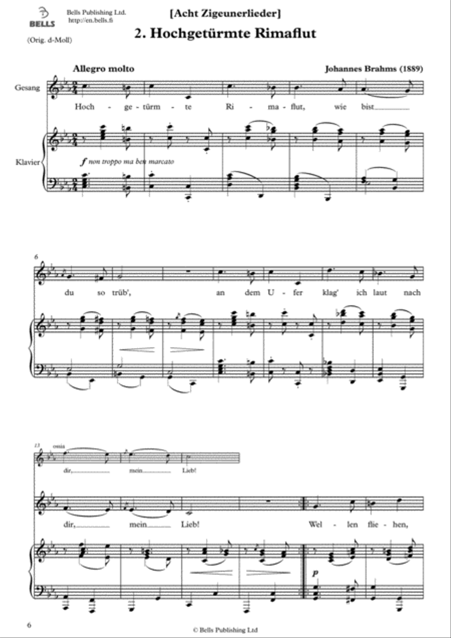 Acht Zigeunerlieder, Op. 103 Medium-High Voice scores gallery preview page 6