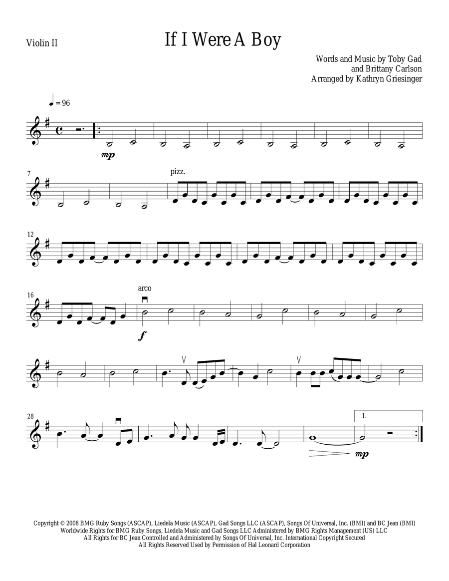 If I Were A Boy String Quartet scores gallery preview page 3