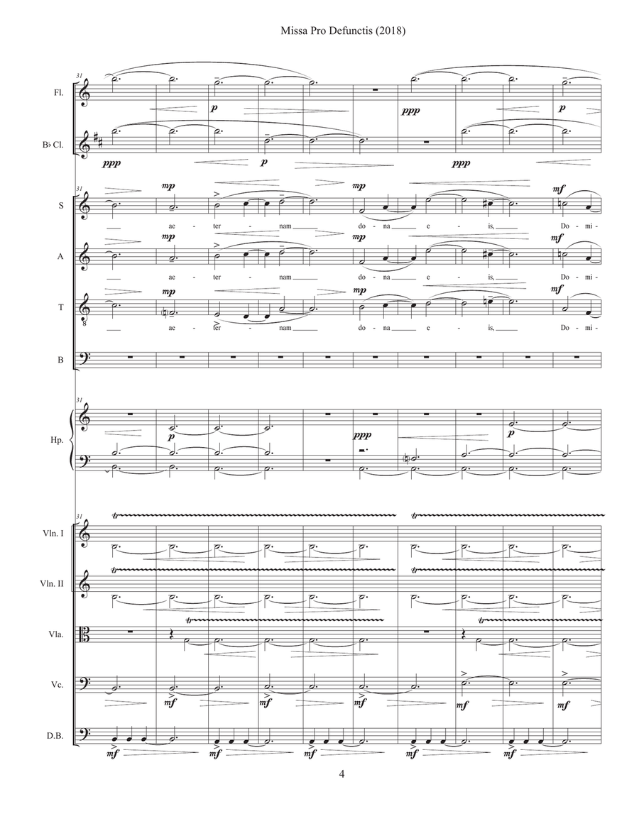 Missa Pro Defunctis (2018) for SATB (single voices) and chamber ensemble. 4-Part scores gallery preview page 6