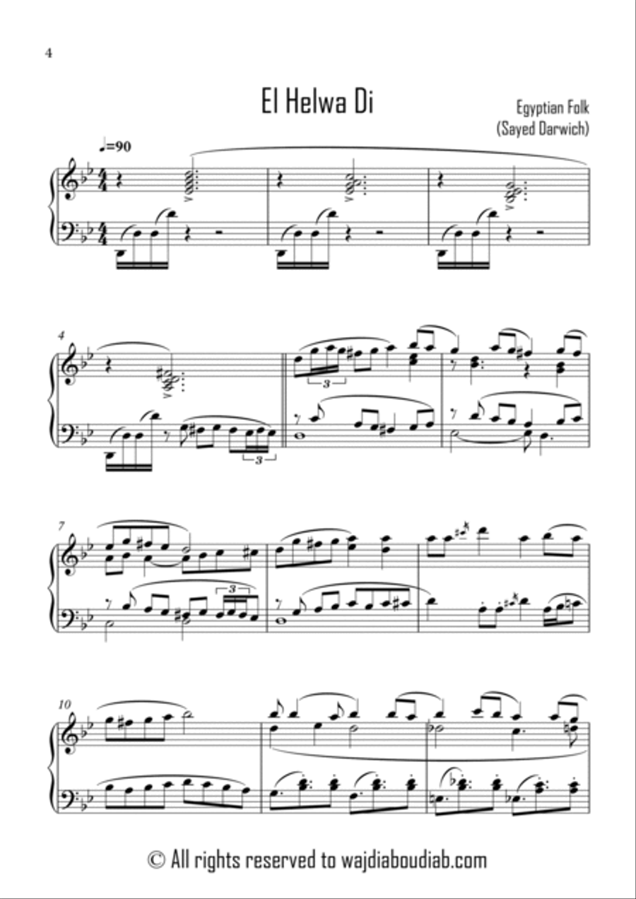 El Helwa Di - الحلوة دي (Piano solo) Piano Solo scores gallery preview page 4