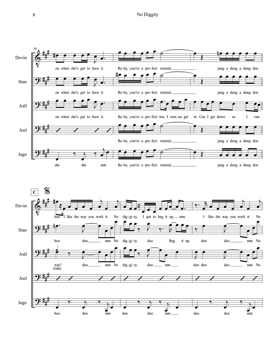 No Diggity TTBB scores gallery preview page 6