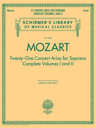 Book cover for Mozart – 21 Concert Arias for Soprano