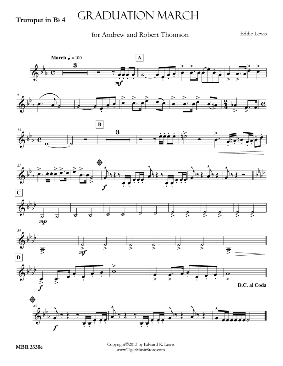 Graduation March Trumpet Solo scores gallery preview page 5