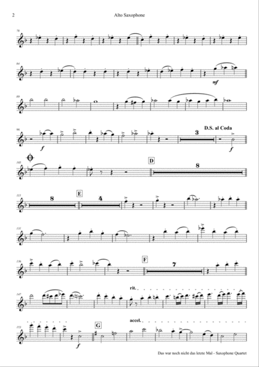 Das war noch nicht das letzte Mal - Polka - Oktoberfest - Saxophone Quartet Saxophone Quartet scores gallery preview page 6