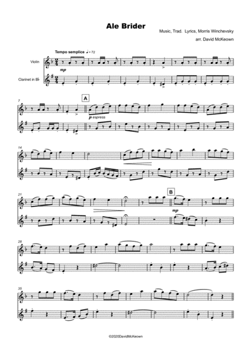 Ale Brider, Jewish Klezmer song for Violin and Clarinet Duet